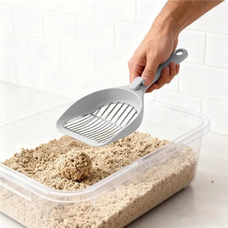 A96K-Metal Cat For Litter Scoop, paletta per lettiera antiaderente con manico ergonomico per la pulizia della lettiera dei gattini