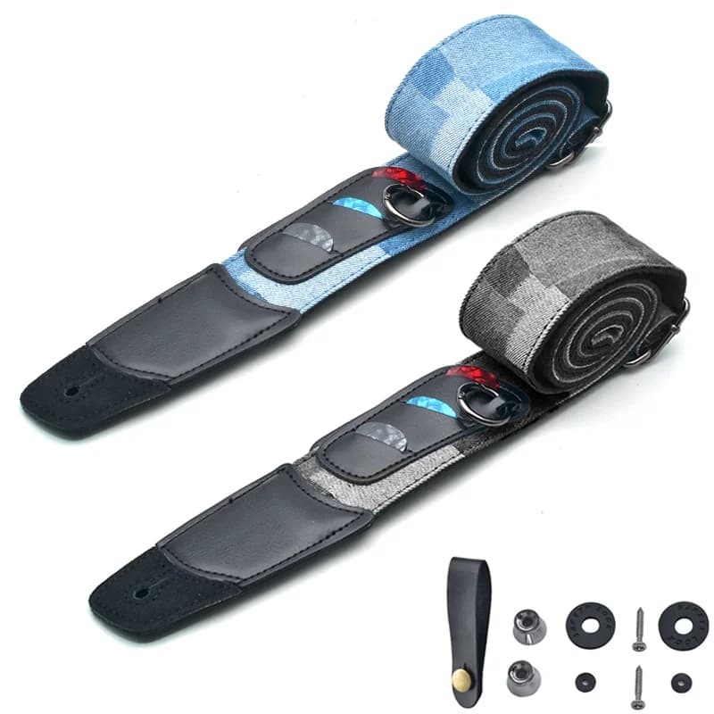 Multi‑function Guitar Straps With 3 Picks Holder, Capo Hook & Audio Cable Tie, Includes Strap Locks For Acoustic Electric Guitar