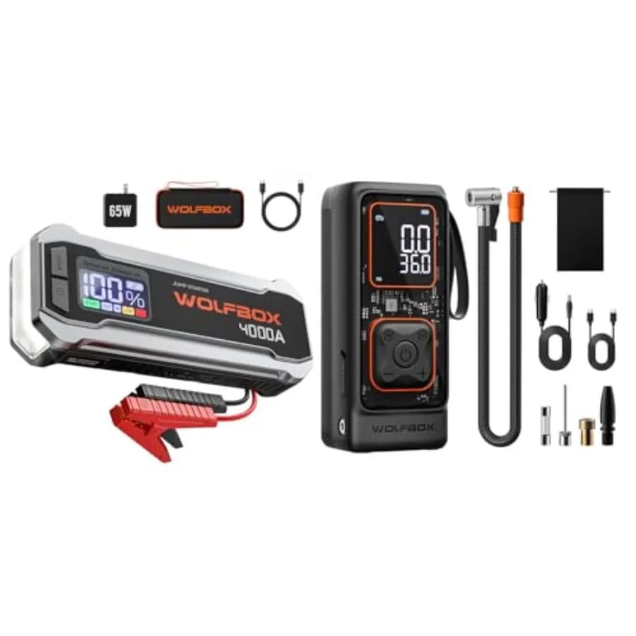 Avviatore di Emergenza 4000A e Gonfiatore Pneumatici 150PSI