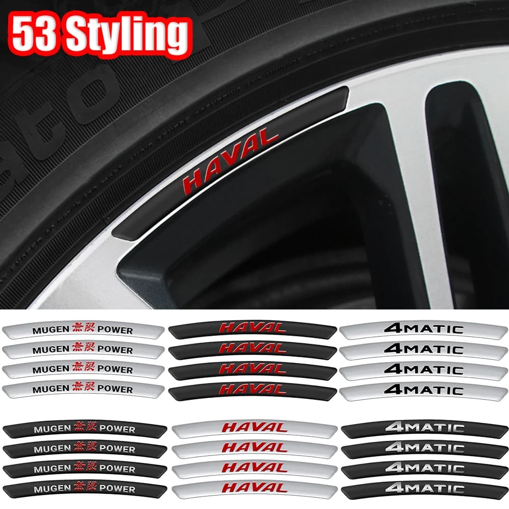 Car Styling 4Pcs Aluminum Wheels Rim Sticker Decal Auto Accessories For VW Volkswagen Skoda Kia Renault Toyota Peugeot Chevrolet