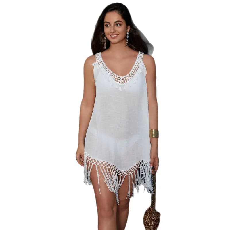 2025 Women Beach Dress Cover-Ups Swimsuit Beachwear Bathing Suit Swim Cape For Woman Summer Tunic Saida Praia