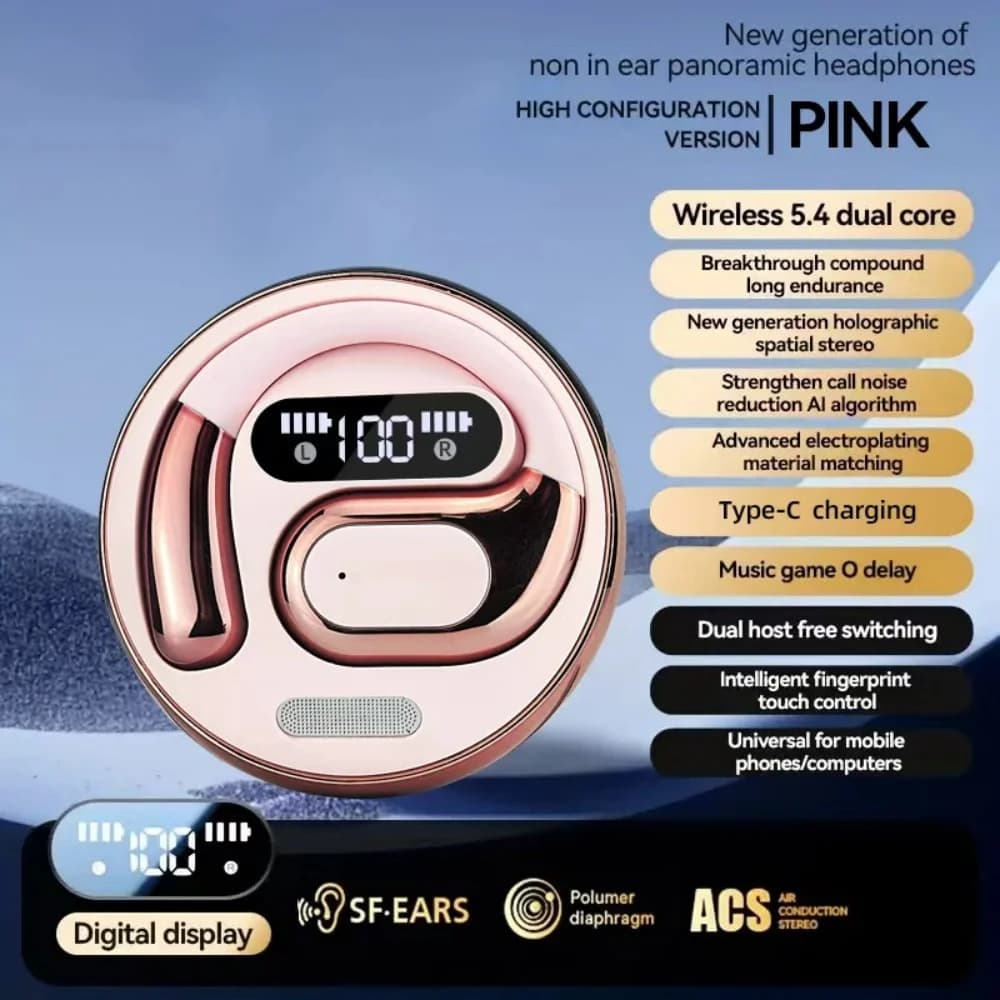 Cuffie Bluetooth Wireless Serie K03, Design a Basso Consumo Energetico, Comode da Indossare per Corsa e Fitness, con Display LED della Batteria