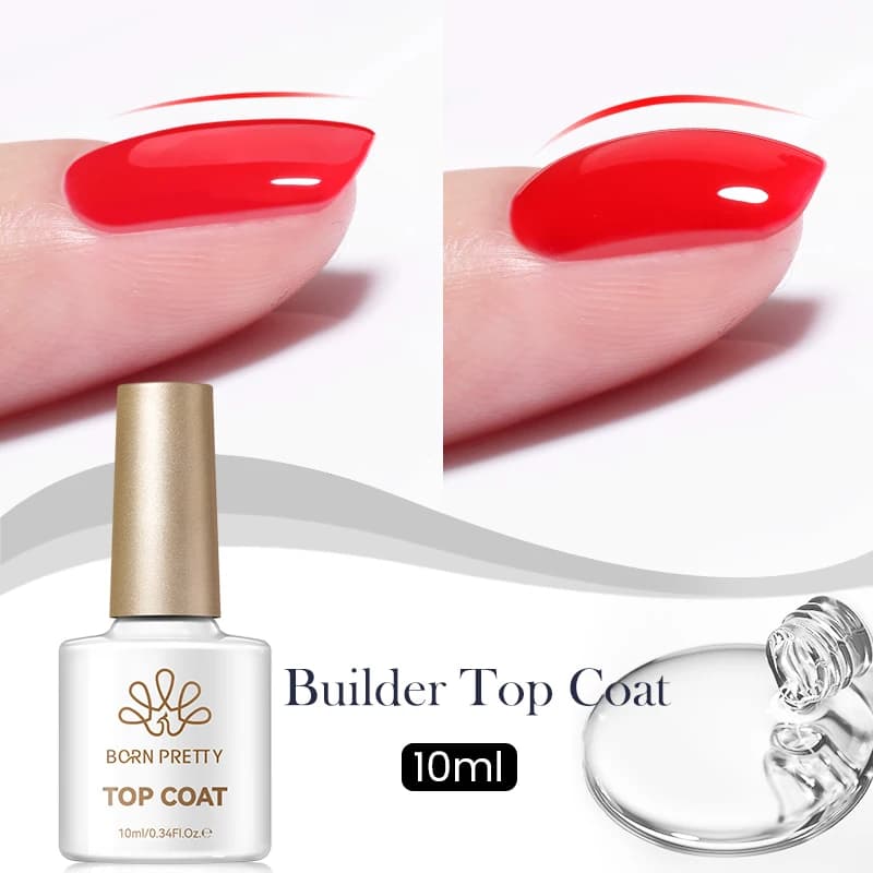 BORN PRETTY 10ml Gel Costruttore Trasparente e Top Coat per Unghie in Gomma, Design, Modellatura, Volumizzante, Lucidante, Semipermanente, Gel UV