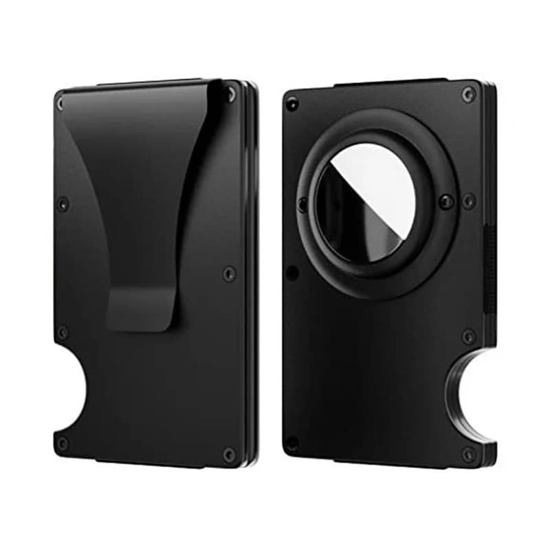 Carbon Fiber & Aluminum Alloy RFID Blocking Metal Card Wallet With AirTag Slot Tracker Card Holder