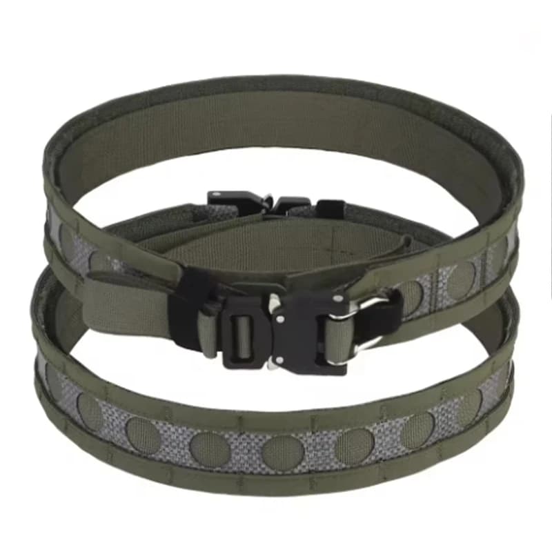 Men's Nylon Velcro Belts Double Hexed Outer Belts Men's Nylon Velcro Belt Tactical Mimetic Belt with Quick Release Metal Buckle Adjustable Length