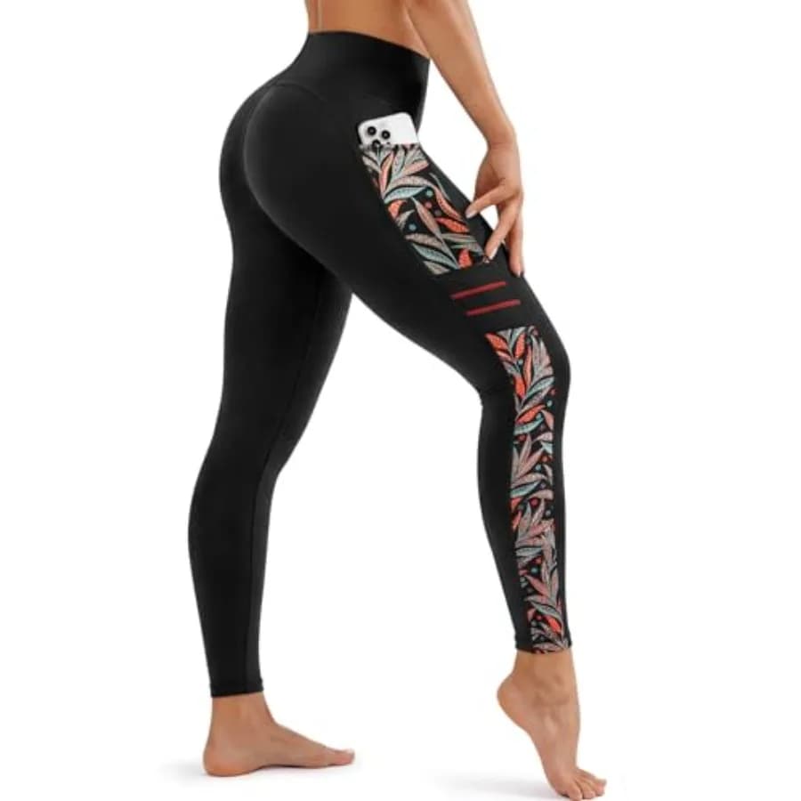 Leggings a vita alta Yvette da donna con tasche - Pantaloni yoga modellanti, leggings stampati per allenamento ed esercizio fisico