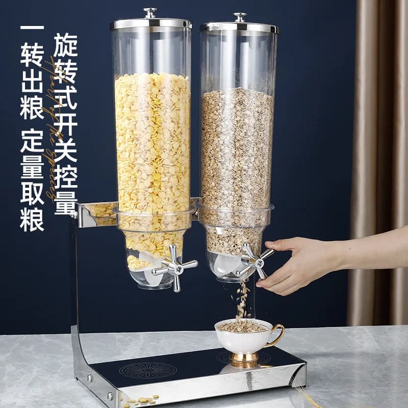 Barattolo di cereali per buffet con separatore di frutta secca per erogazione di cereali in acciaio inossidabile