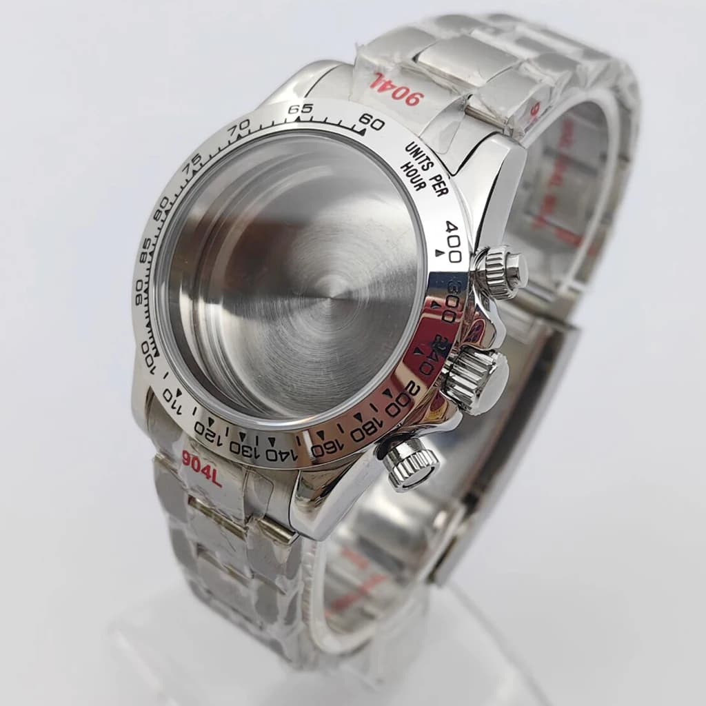 New VK63 Movement Case 39MM Men Quartz Watch Chronograph Electronic Watch Luminous Stainless Steel Case Watch Accessories Parts