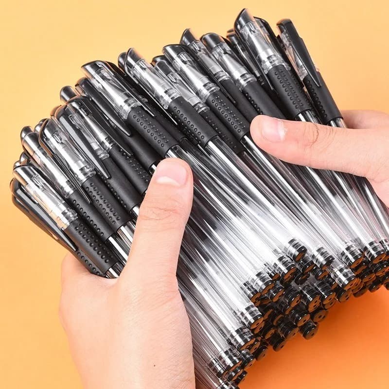 12/100 pezzi penna a sfera + set di ricarica nero blu rosso pallottola di inchiostro 0,5 mm penna gel forniture scolastiche e per ufficio strumento di scrittura di cancelleria