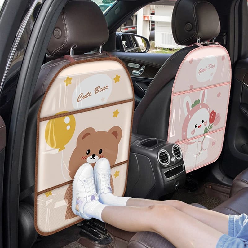 Anti-shoe Back Cover for Kids Cartoon Protective Mat for Back Seat Universal Waterproof Leather PU