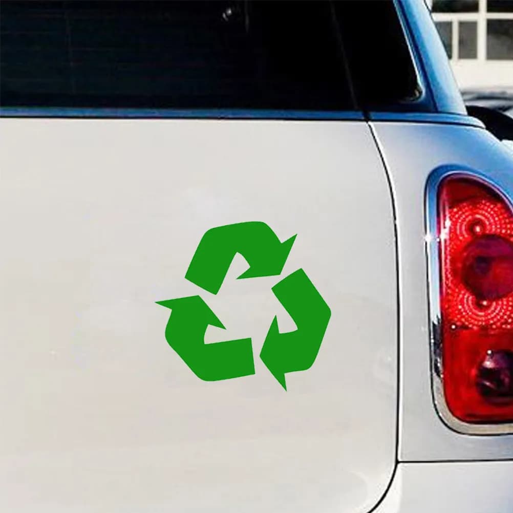 6 Pezzi Adesivi Riciclabili con Simbolo Verde di Riciclo per Bidoni della Spazzatura, Finestre, Auto, Camion, Etichette per Riciclo