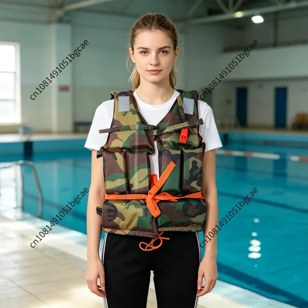Oxford Fabric Swimming Jacket Wear-Resistant Water Sports Survival Vest Tear-Resistant Fishing Life Jackets for Skiing Driving