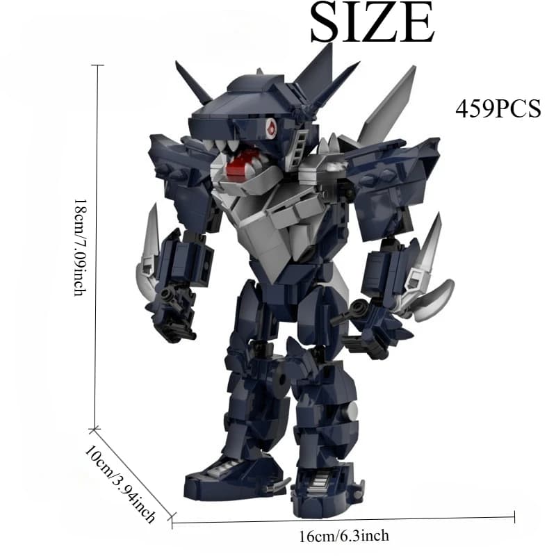 Kit di costruzione Mech di squalo mitico da 459 pezzi - Modello di creatura ibrida MOC per adulti, regalo unico da collezione fai-da-te con guida