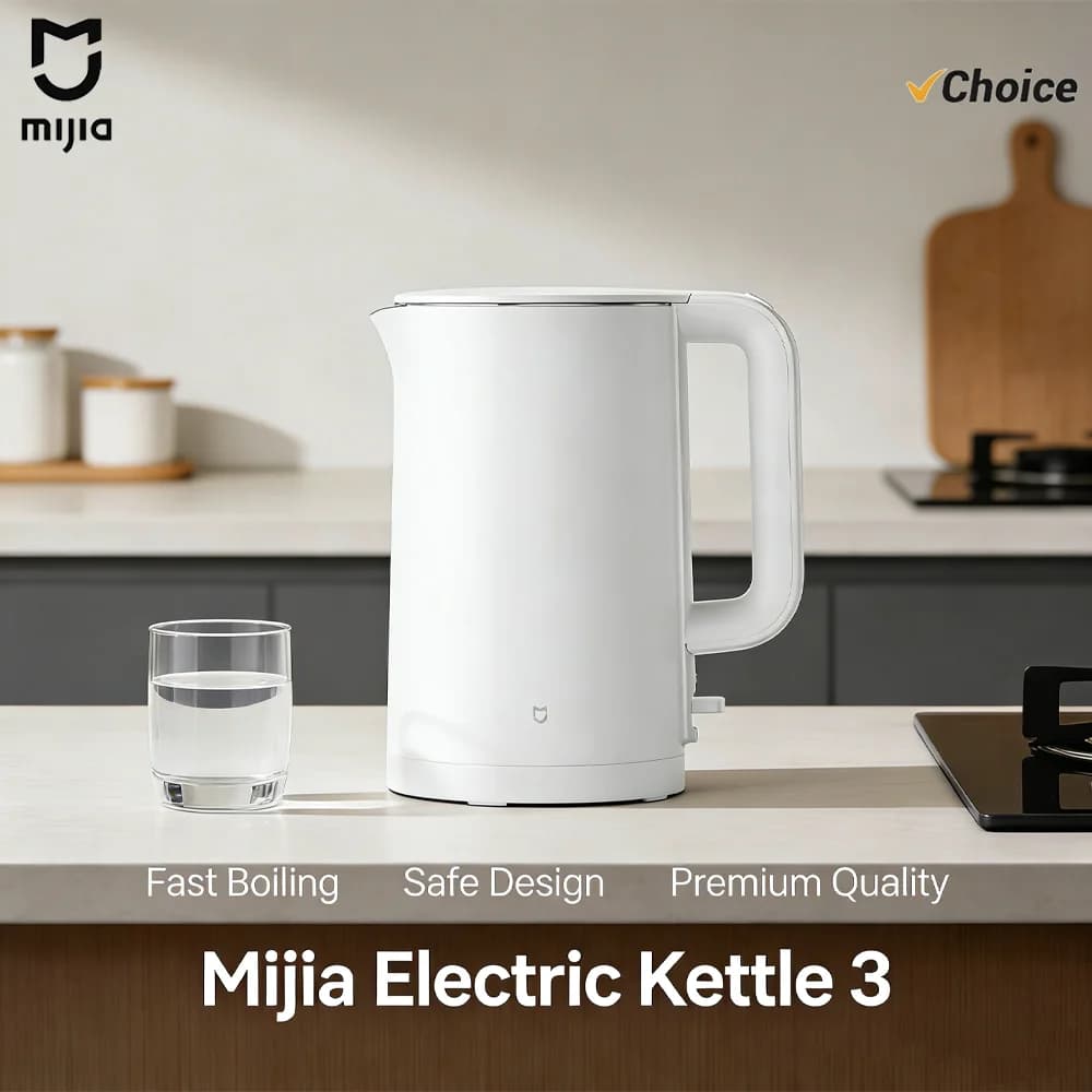 NUOVO Bollitore Elettrico MIJIA 3, Corpo a Doppio Strato, 1,7L in Acciaio Inox 316L, 1800W Ebollizione Rapida, Versione CN con Adattatore 220V