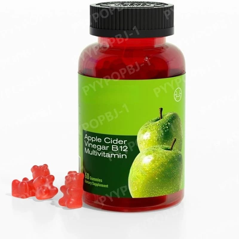Multivitamin B12 Apple Aceto Gommose Candy, ACV Integrator, Vegan Energetic Vitamins, GMO-Free, Gluten-Free, 60 Pieces