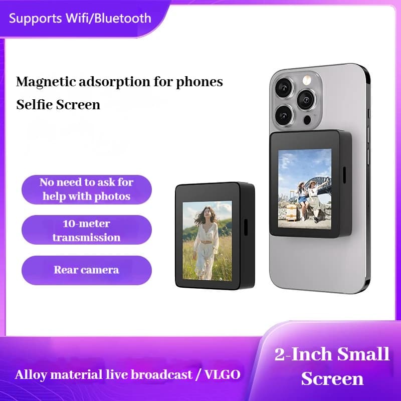 Proiettore per schermo selfie con aspirazione magnetica per telefono cellulare wireless Bluetooth Display per selfie dal vivo Schermo diviso posteriore per telefono cellulare