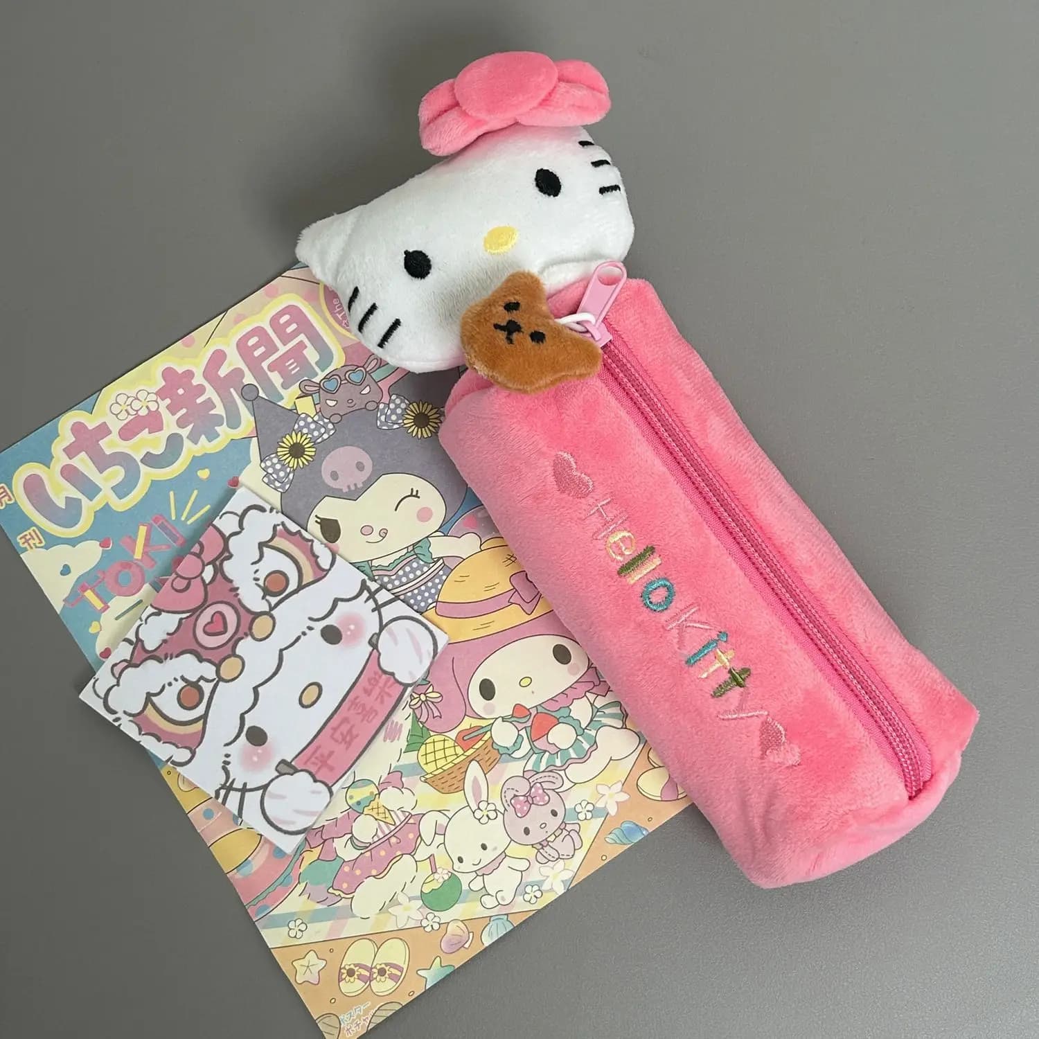 Kawaii Plush Cartoon Cat Pencil Case Cute Soft Pen Bag Large‑Capacity Stationery Pouch for Girls Student