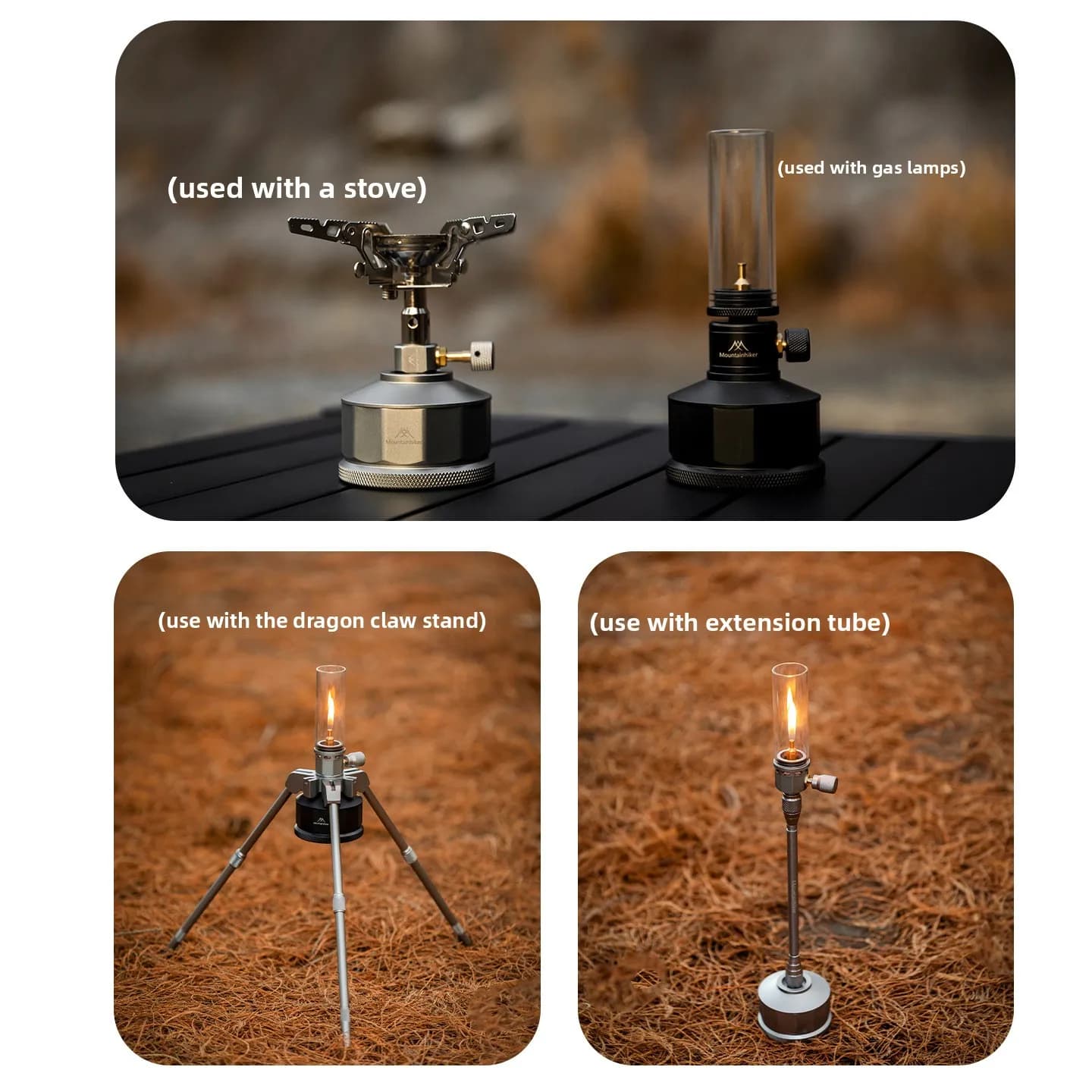 MOUNTAINHIKER New Set 3 Pieces Gas Tank 12 Prisma Mochizuki with Light, Universal Threading Door, Portable for External Camping