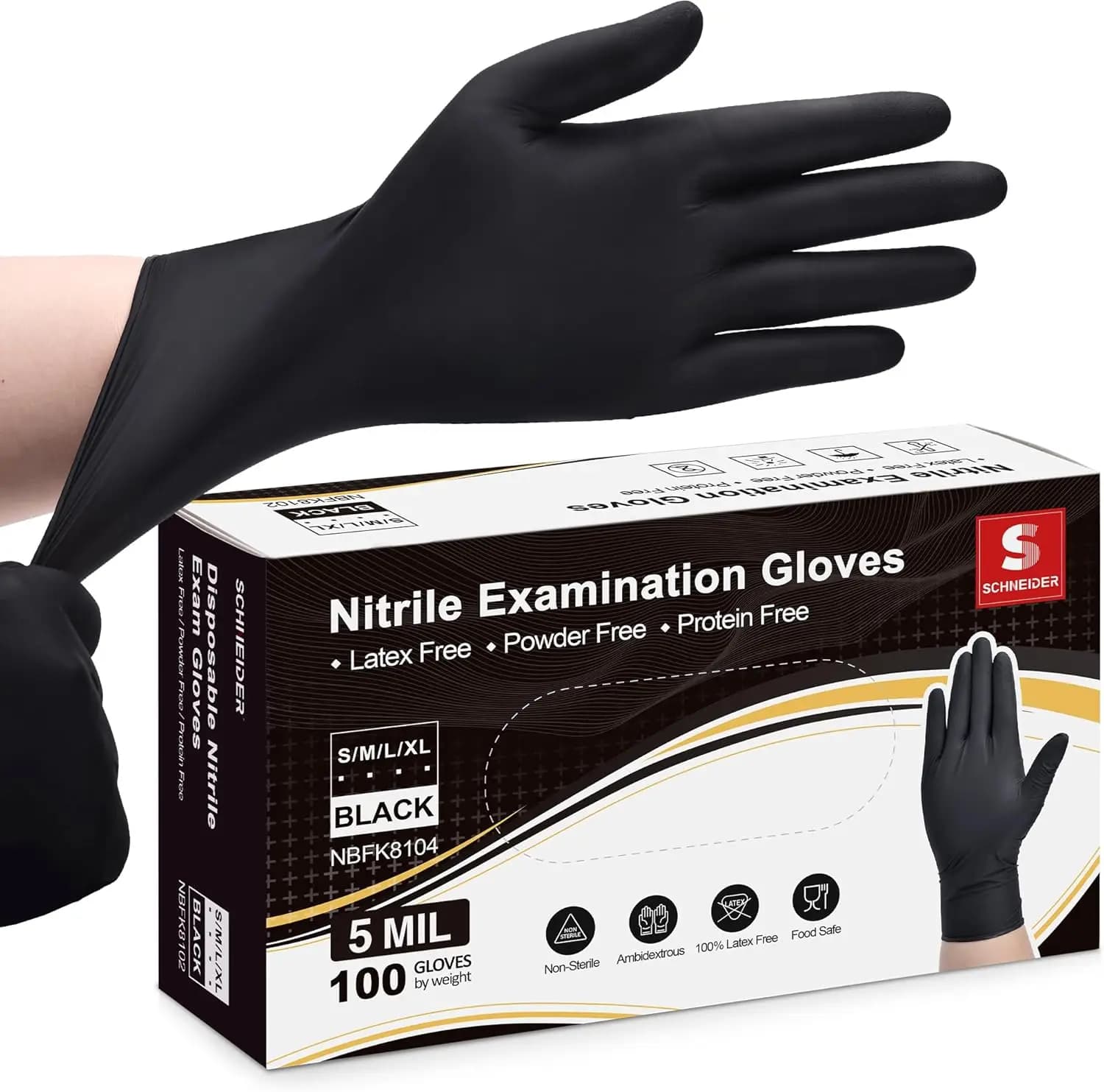 Guanti in Nitrile Monouso da 5 Mil, Senza Lattice e Senza Polvere, per Uso Medico, Pulizie e Preparazione Alimenti