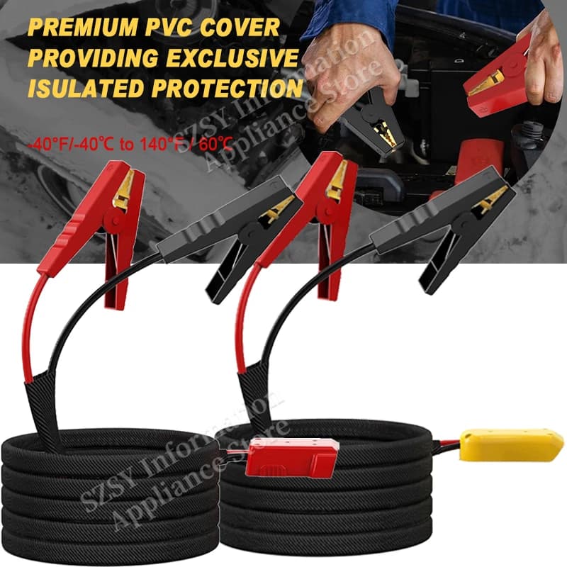 Cavo di avviamento da 6,56 piedi per batterie DeWalt, Milwaukee, Makita, kit di avviamento per auto, connettore per batteria automobilistica.