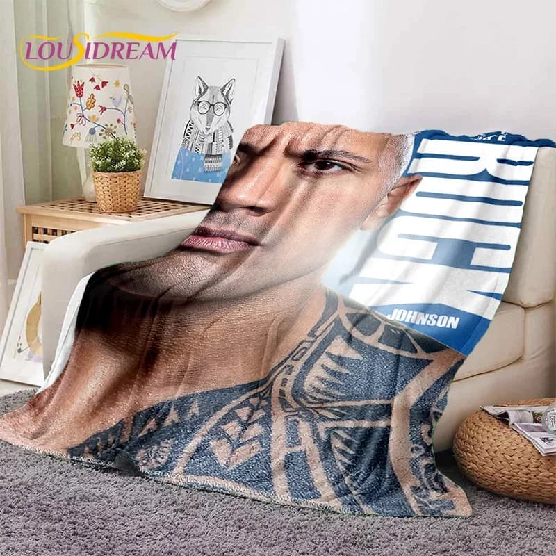 Coperta in morbida flanella dell'attore 3D The Rock Dwayne Johnson, coperta comoda per letti da picnic, divano, casa, camera da letto, regalo