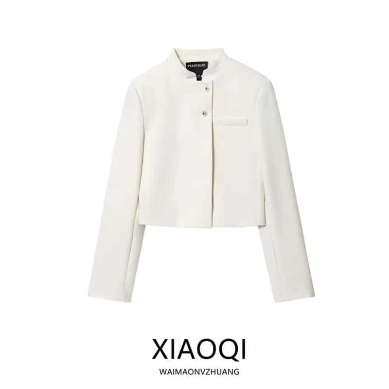 Fall 2025 New Women's Design Short Tailored Coat Collarless Jacket Versatile Stylish Ladies' Fashion Outerwear 5247841