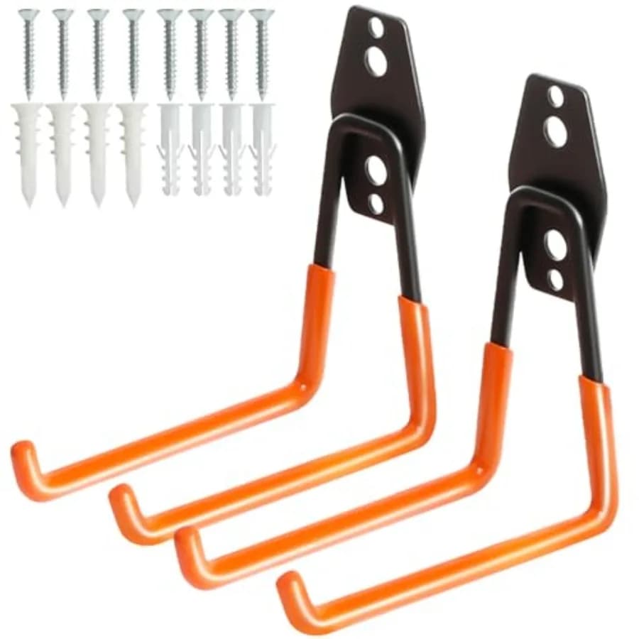 Gancio da parete resistente per attrezzi/tubo dell'acqua, supporto da parete per tubo da giardino per porte esterne, confezione da 2 ganci per garage.