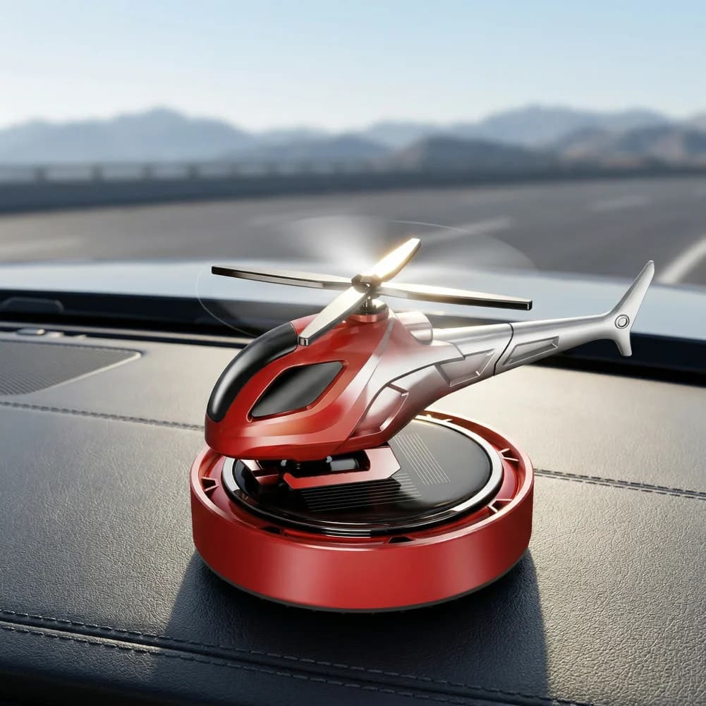 Diffusore di Aromi per Auto Portatile, Deodorante per Auto a Energia Solare, Design a Elicottero Rotante