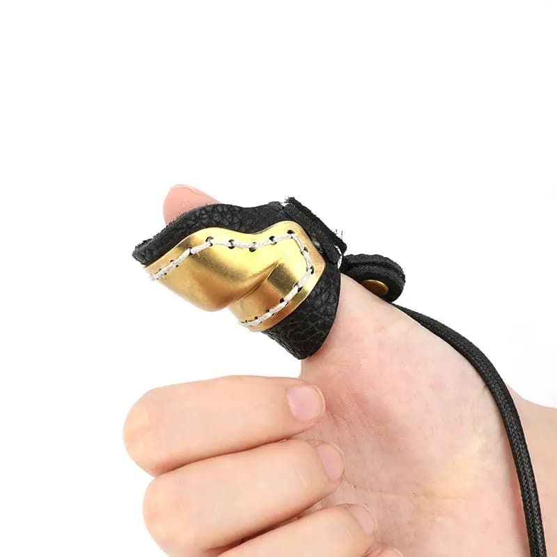 Anello per pollice per tiro con l'arco Arco mongolo in pelle di ottone Protezione per le dita per arco tradizionale da caccia