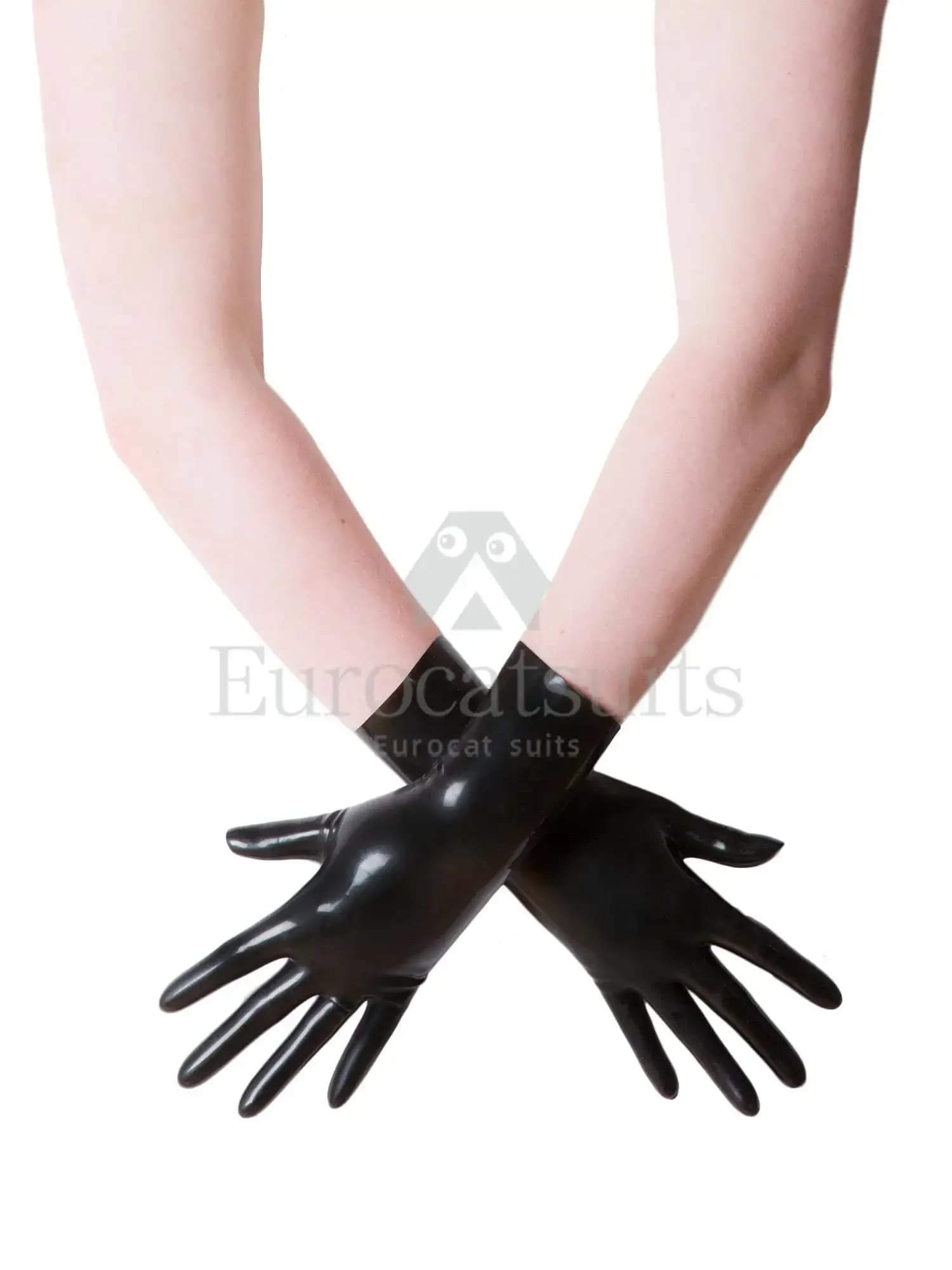 Guanti corti in lattice rosso nero unisex 3D senza cuciture Guanti Fetish 5 dita al polso