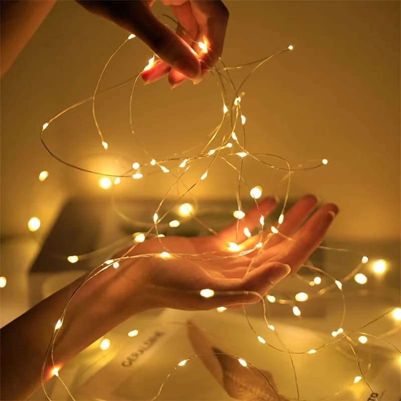 Lucine a LED Stringa di filo di rame 1/2/5/10M Lampada da esterno per le vacanze Ghirlanda per la decorazione della festa nuziale dell'albero di Natale