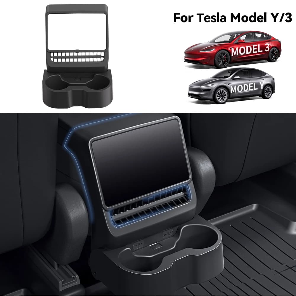 YZ Per Tesla Modello 3/Y Highland Juniper Console centrale posteriore Copertura presa d'aria Organizzatore Scatola di immagazzinaggio Portabicchieri Accessori auto