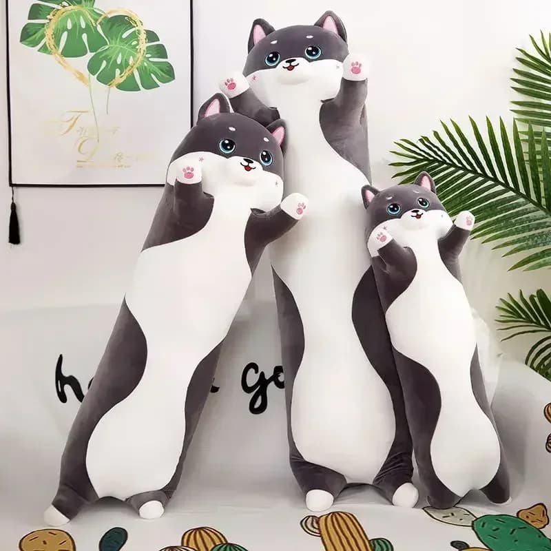 Animali di peluche Husky adorabili, cani, cuscini laterali per dormire, cuscino lungo, regalo di compleanno per bambini e adulti. Regalo carino