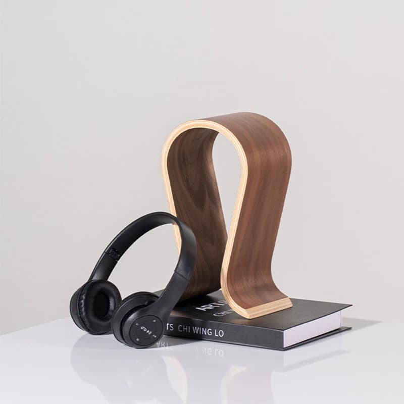 2025 NEW Walnut wood U Shape Wooden heads Stand stop Wooden Desktop Headphone Display Stand Holder Bracket Hanger Rack Gift