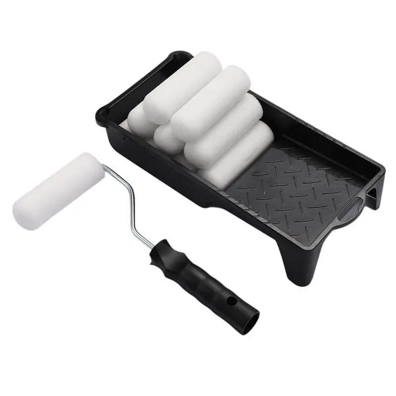 AEE8-4Inch Foam Paint Roller, Roller Frame With Mini Paint Roller Cover Replacement With Foam Covered Ends, (12 Pieces)