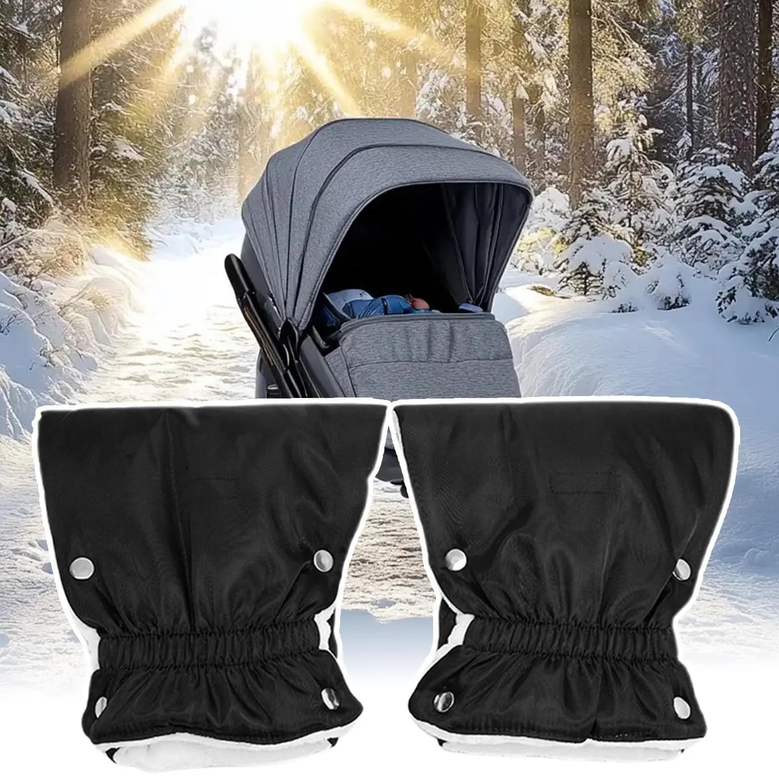 Guanti invernali per passeggino Guanti impermeabili caldi per passeggino per bambini Attacco antiscivolo per viaggi Gite Viaggi di compleanno Giardino