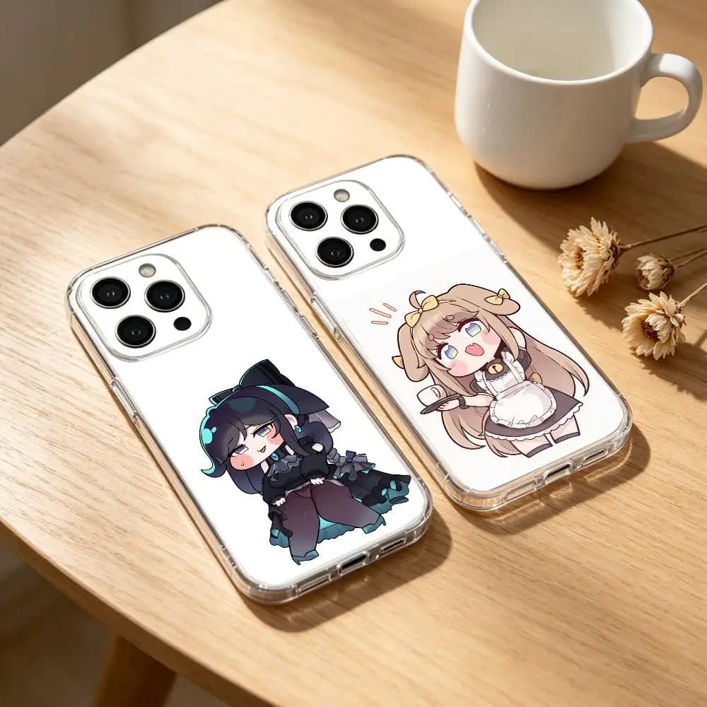 Cover Trasparente T-Trickcal Chibi Go per iPhone 17 16 15 14 13 12 11 Mini Pro Max Plus