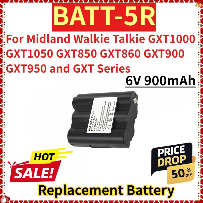 Per Midland Walkie Talkie GXT1000 GXT1050 GXT850 GXT860 GXT900 GXT950 e GXT Serie Nuova Batteria di Ricambio 6V 900mAh BATT-5R
