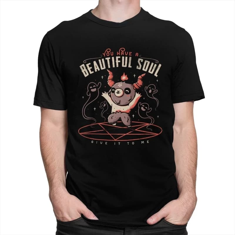 Maglietta a maniche corte da uomo maglietta Cool Baphomet Kawaii Satan Demon Ghost camicie grafiche di capra occulta abbigliamento Kawaii camicia Anime