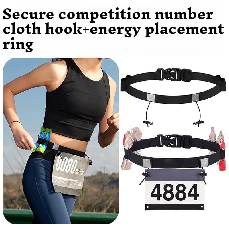 Outdoor Running Adjustable Waist Belt Marathon Runing Race Number Belt Gym Fitness Accessories Adjustable Elastic Sports Belt