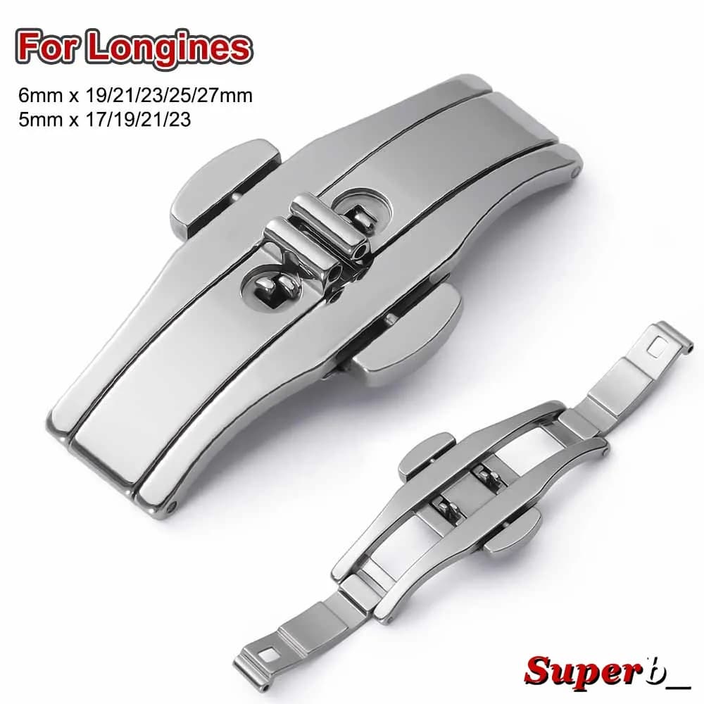 Double Butterfly Buckle for Strap, Steel Folding Clasp, Men's and Women's Watches Replacement Butterfly, 5mm 6mm Watches Accessories