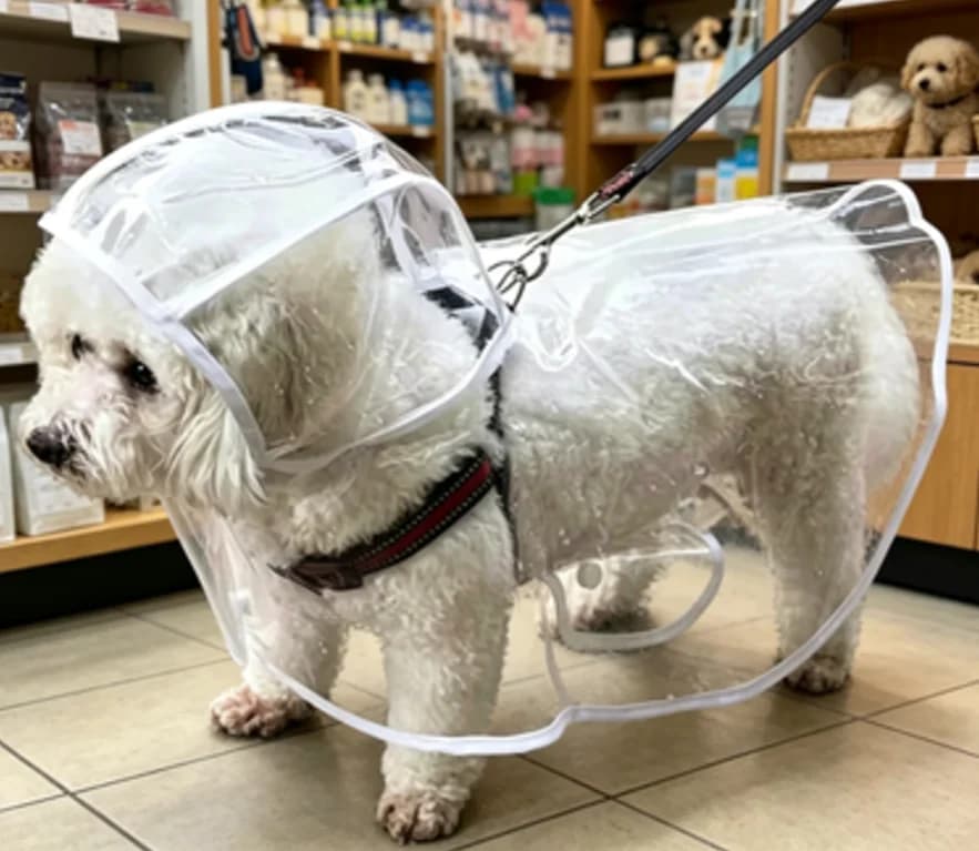 Soft PVC Waterproof Dog Rain Coat, Hooded Rain Jacket Convenient For Wearing Harness Leash
