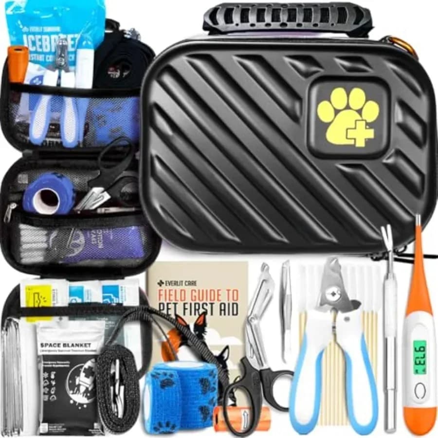 Kit di Pronto Soccorso per Animali EVERLIT, 95 Pezzi Approvati dai Veterinari, Forniture Mediche, per Esterni e Emergenze, per Cani, Gatti, Cura degli Animali, Viaggi