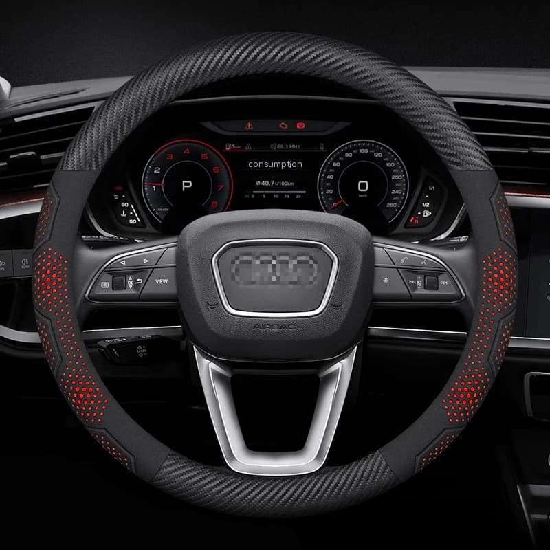 Per Audi Q3 Q5 Q7 A3 A4 A5 A6 A7 RS3 RS4 RS5 TT Coprivolante in fibra di carbonio, pelle scamosciata e microfibra, accessori auto