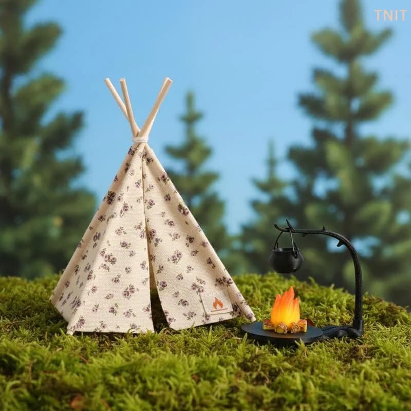 [JN] Modello di tenda da campeggio in scala 1:12, decorazione, tenda da esterno simulata, ornamento, accessori per scene in miniatura, piccola tenda giocattolo per bambole