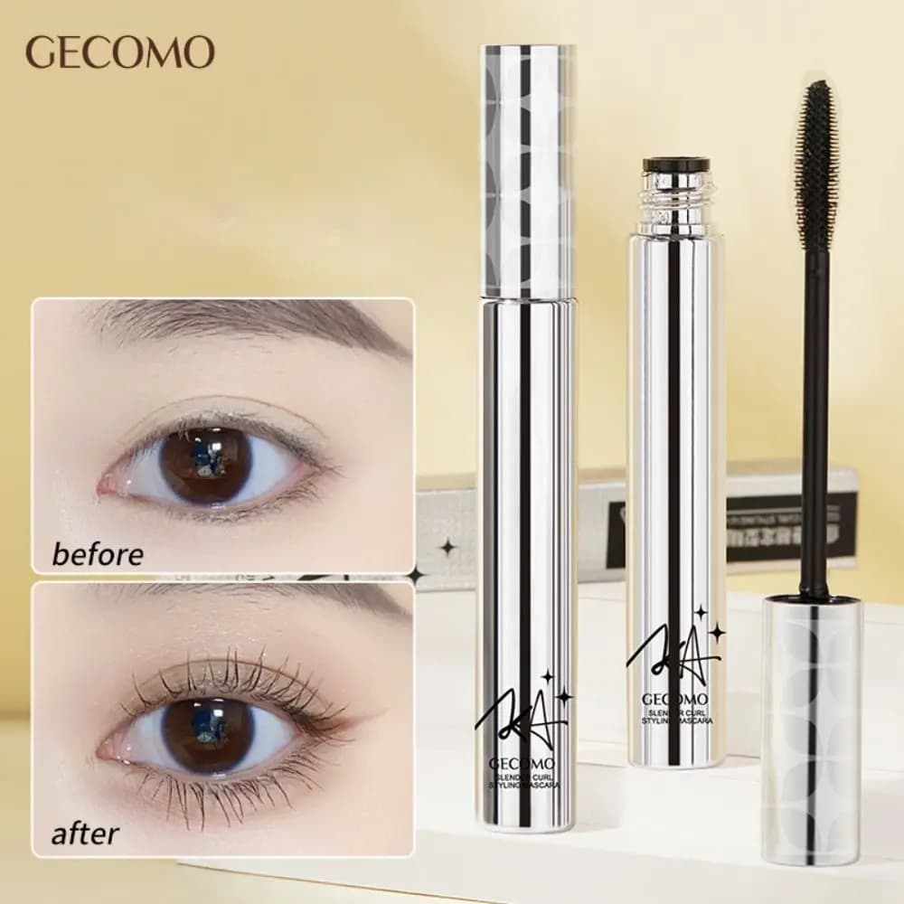 New Waterproof Mascara with Fine Brush, Not Waist, Long and Incurved Eyelash Base, Small Silver Tube, Mascara for Women