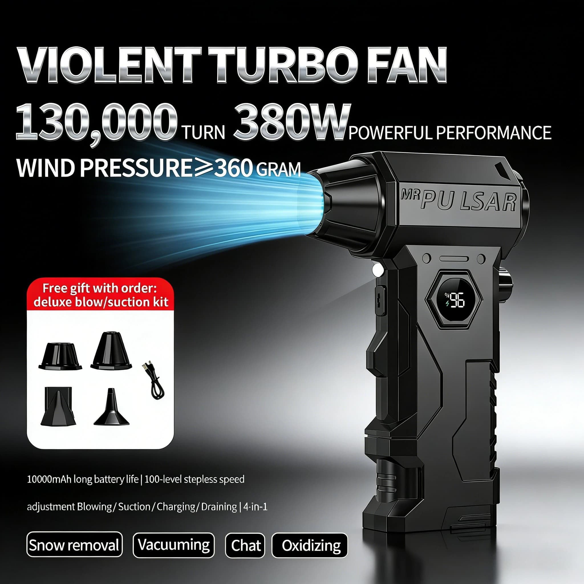 Pompa ad aria X7 Vacuum Blower 130000RPM 3-in-1 per la pulizia di PC, auto e tastiere