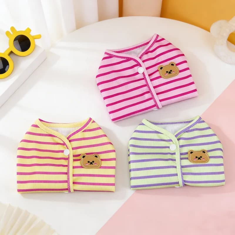 Gilet Estivo a Righe per Cani, Maglietta Senza Maniche con Orsetto, Top Lussuoso per Cuccioli, Pullover Estivo per Gatti, Giacca per Animali Domestici, Abbigliamento per Barboncini