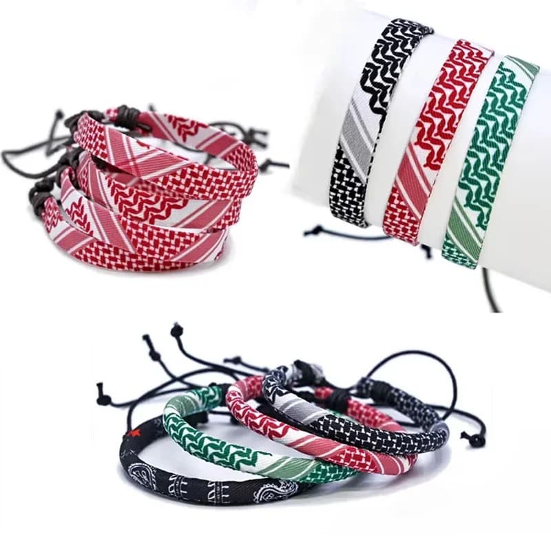Multicolour Weave Kufiya Patterns Bracelets Handband Traditional Keffiyeh Scarf Patterns Arabic Hand Rope Jewelry Gift