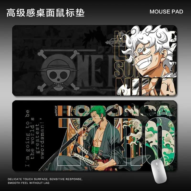 Tappetino per Mouse con Stampa Anime One Piece Luffy Zoro Nami, Accessori per PC Gaming, Tappetino Antiscivolo per Scrivania, Protezione per Tastiera, Mousepad Anime